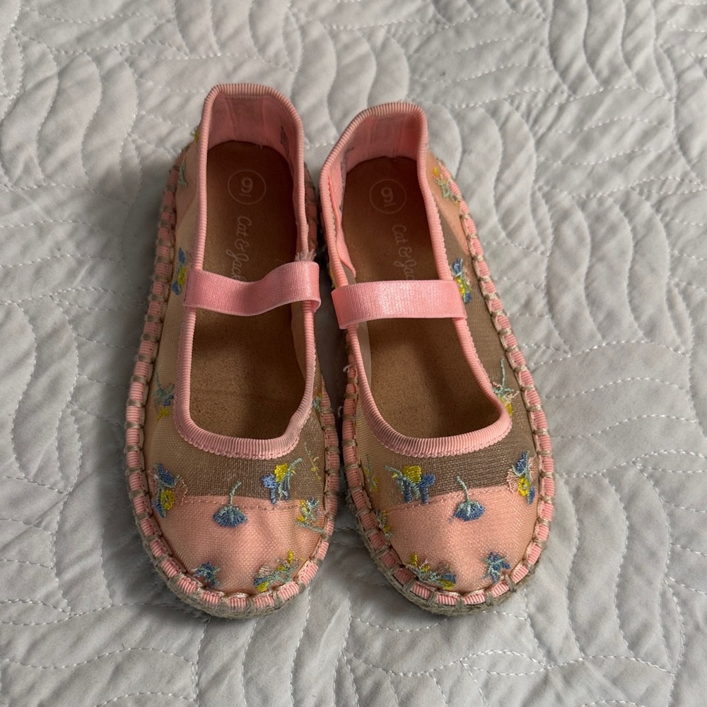 Pink Embroidered Kids Shoes